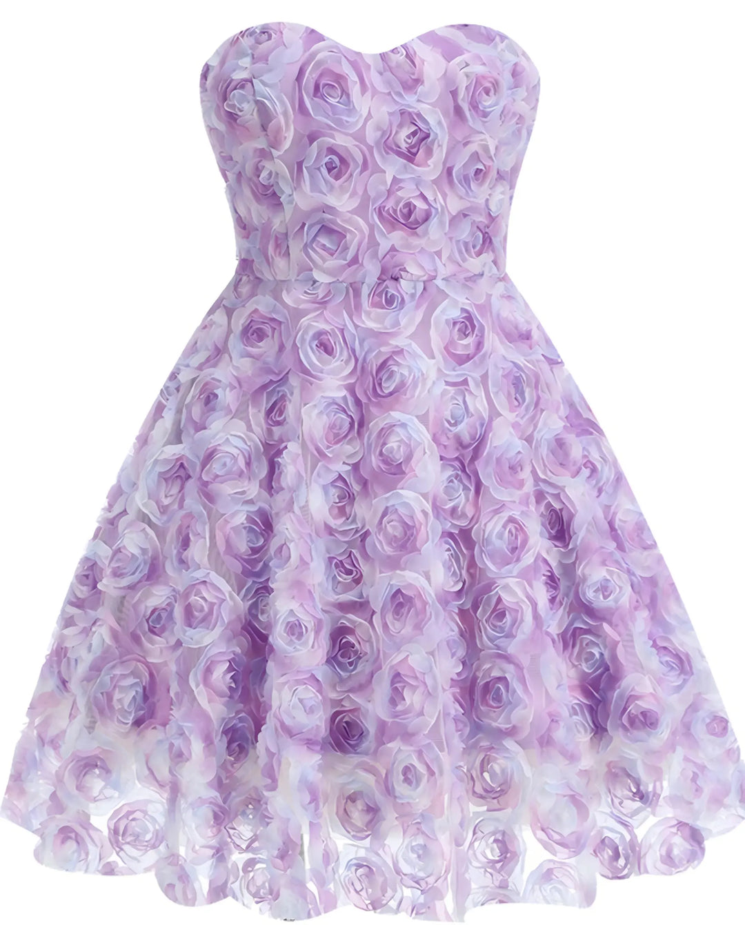 SOLACE  Purple Strapless 3D Rose A-Line Mini Dress 