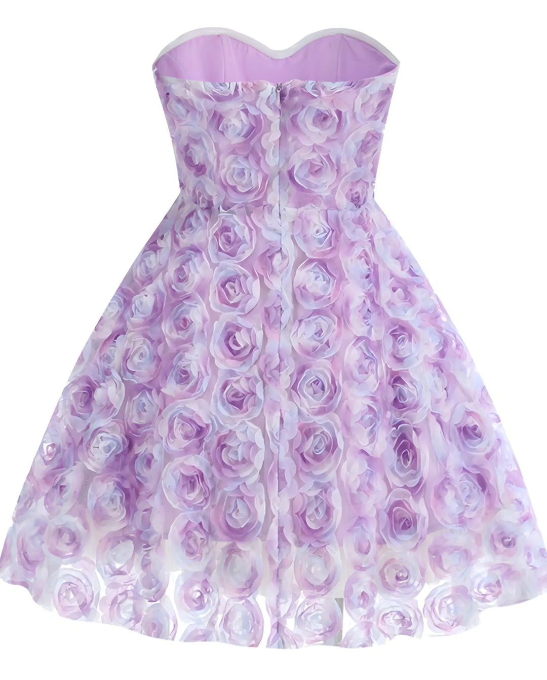 SOLACE  Purple Strapless 3D Rose A-Line Mini Dress 