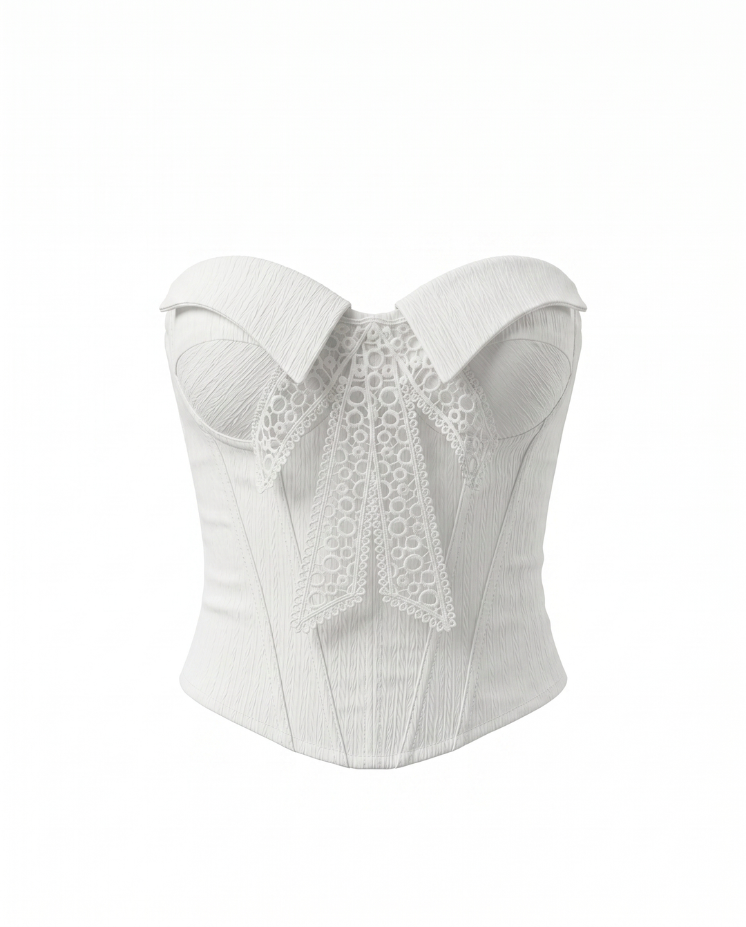 SOLACE  White Strapless Lace Bow Corset Top 