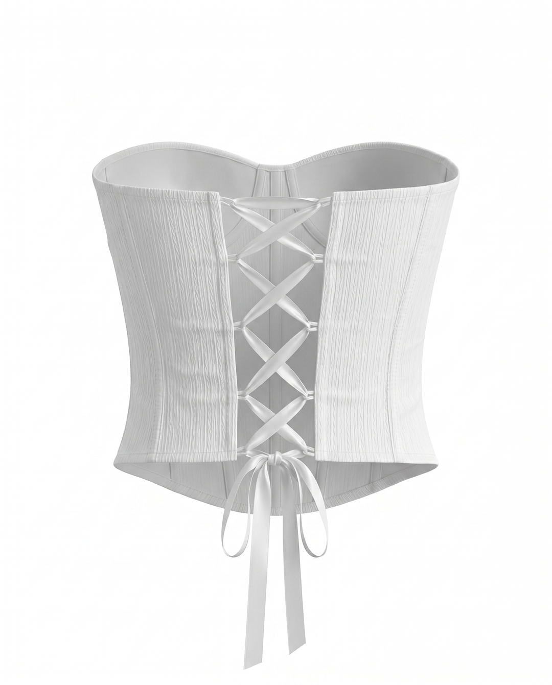 SOLACE  White Strapless Lace Bow Corset Top 