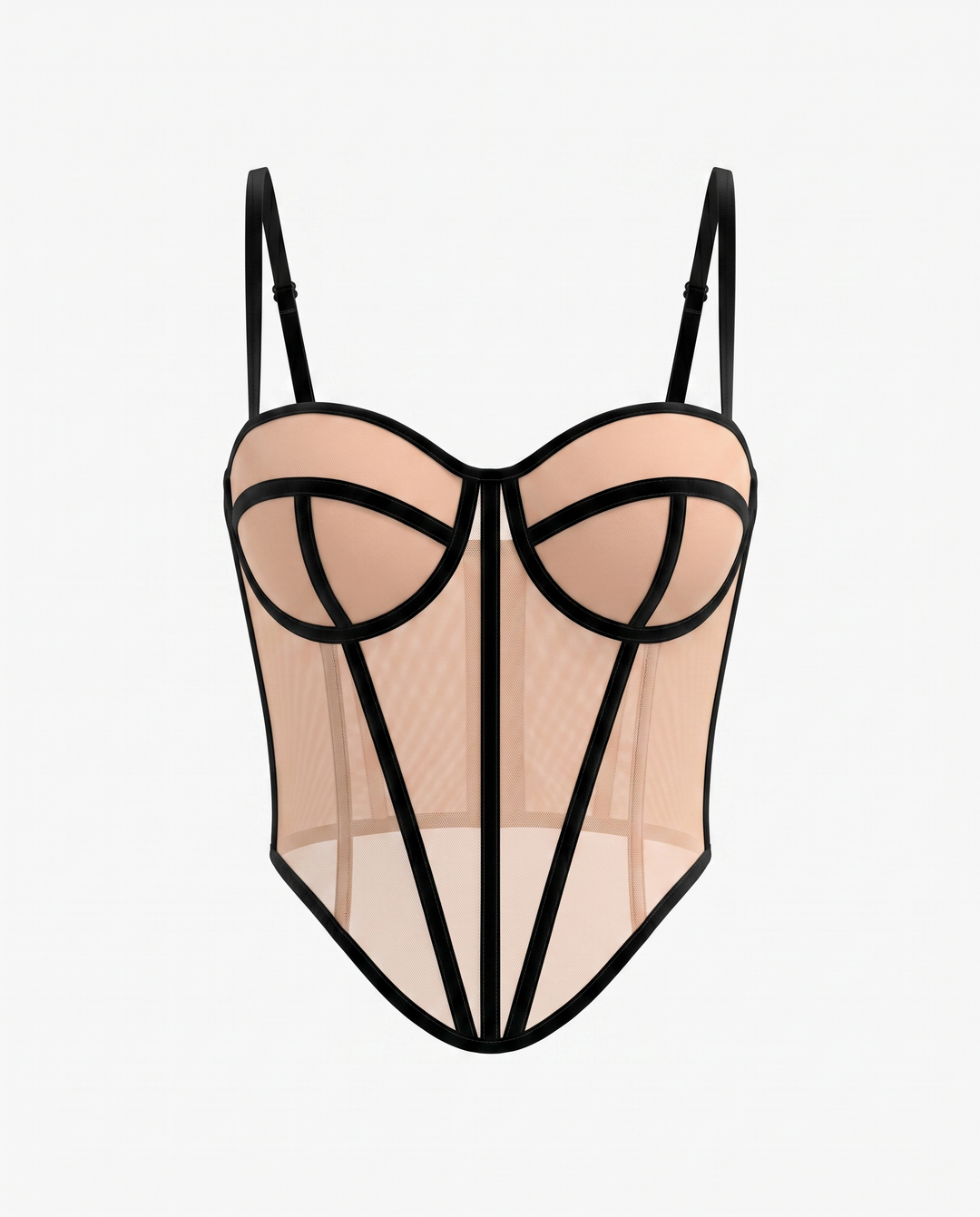 SOLACE  Beige Black Contrast Corset Top 