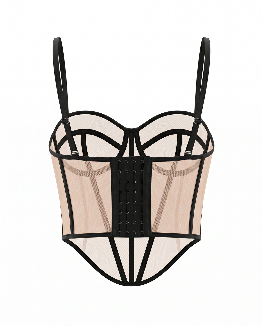 SOLACE  Beige Black Contrast Corset Top 