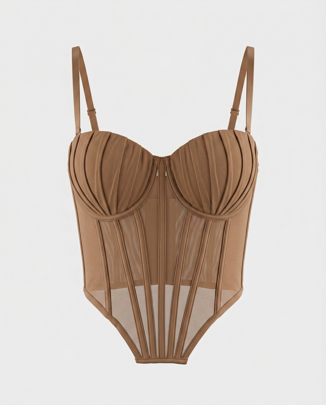 SOLACE  Brown Structured Corset Top 