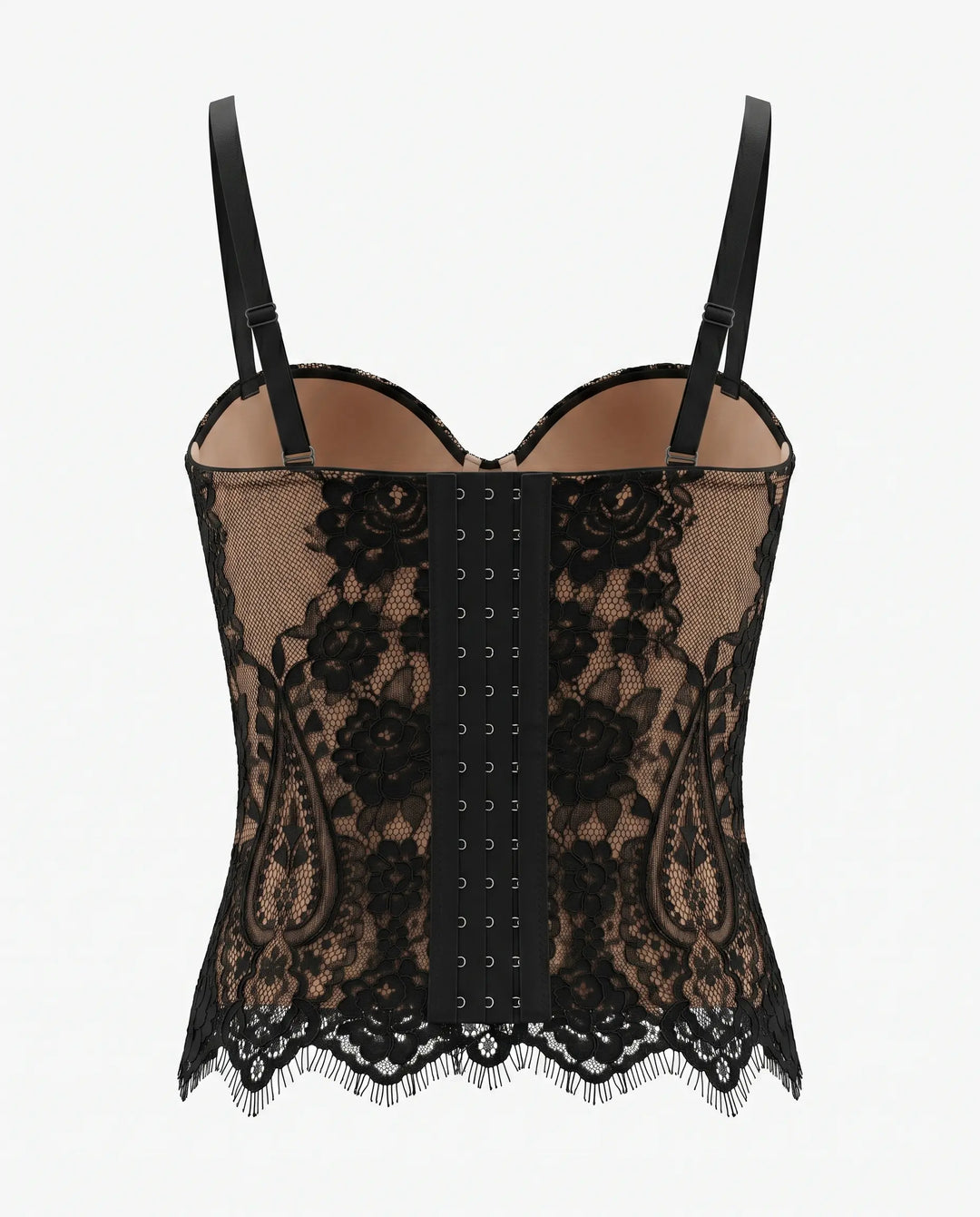 SOLACE  Black Lace Bustier Crop Top 