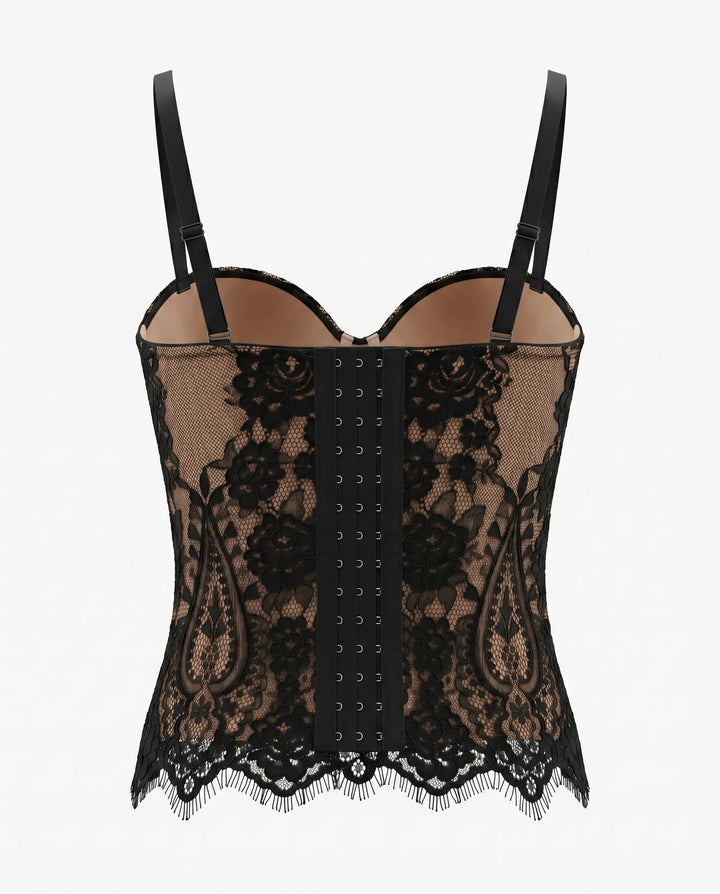 SOLACE  Black Lace Bustier Crop Top 