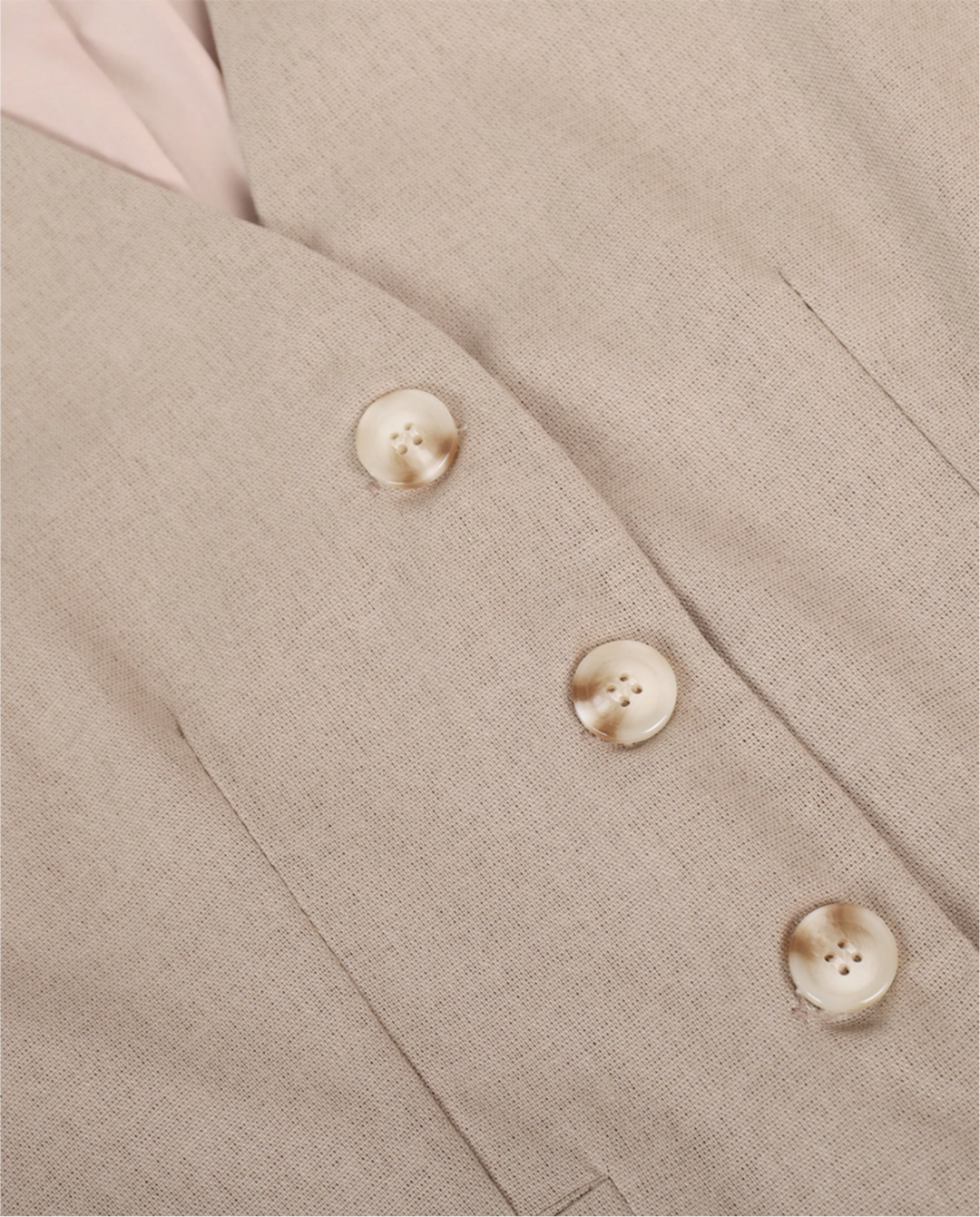 Beige Linen Blend Waistcoat Wide Leg Pants Set