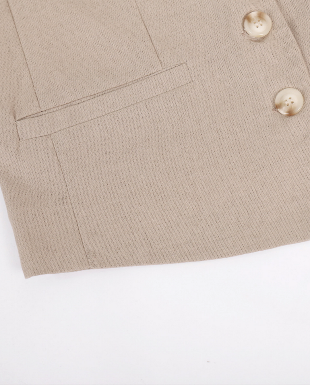 Beige Linen Blend Waistcoat Wide Leg Pants Set
