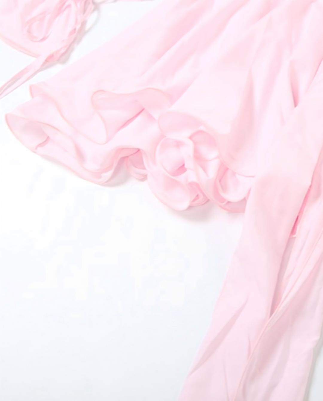 Pink Rose Waist Chiffon Layered Relaxed Mini Dress