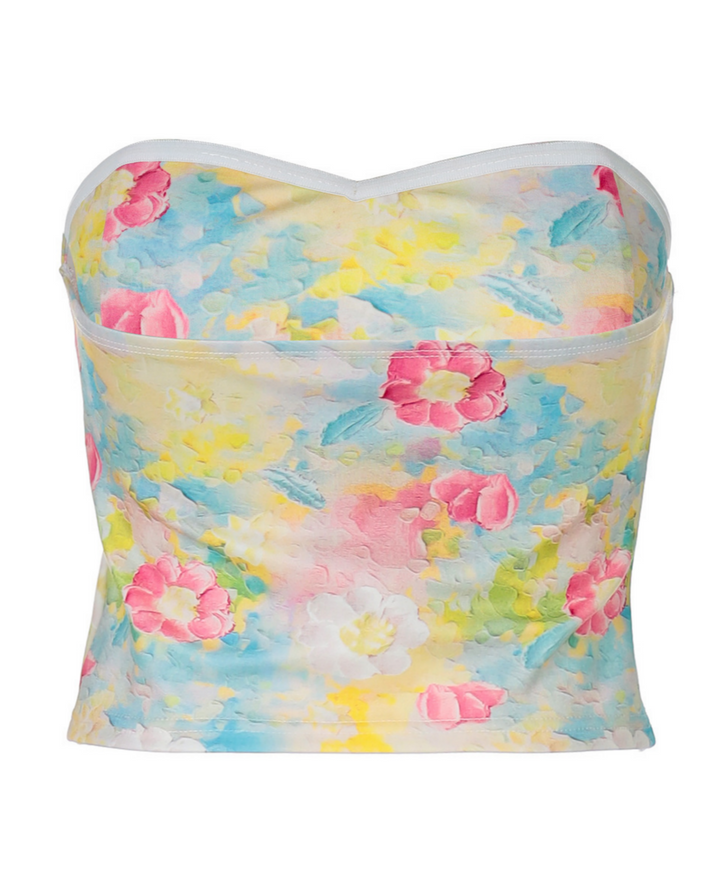 SOLACE  Multicolor Floral Print Strapless Tube Top 