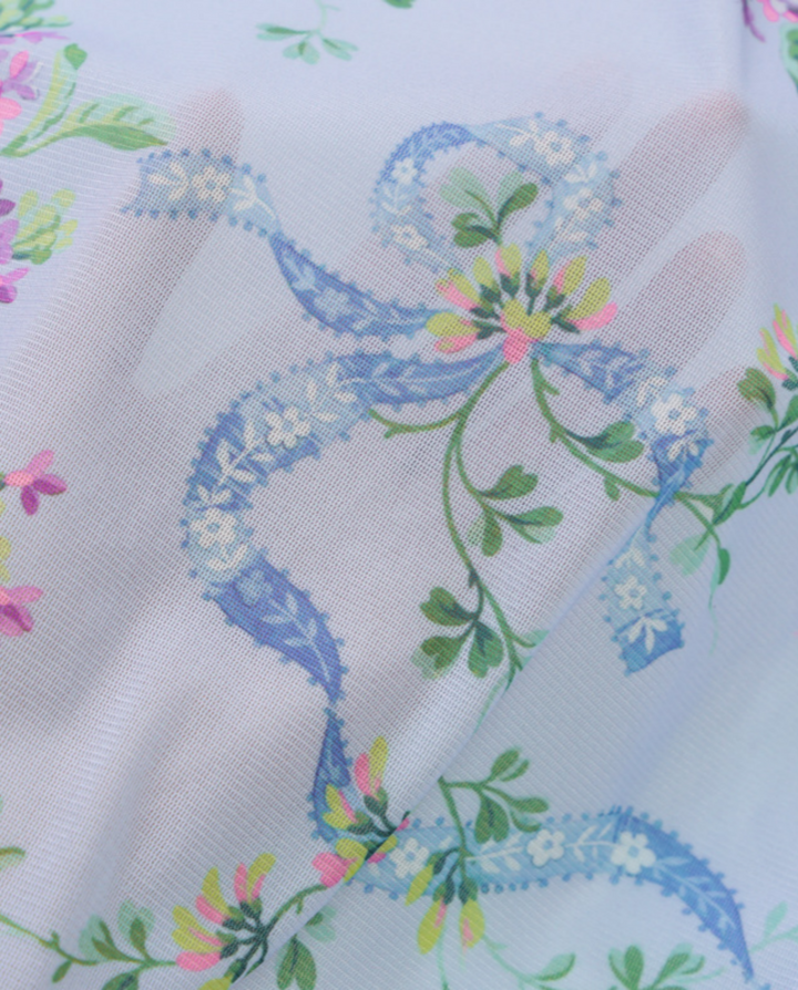 SOLACE  Light Blue Floral Print Ruched Maxi Dress 