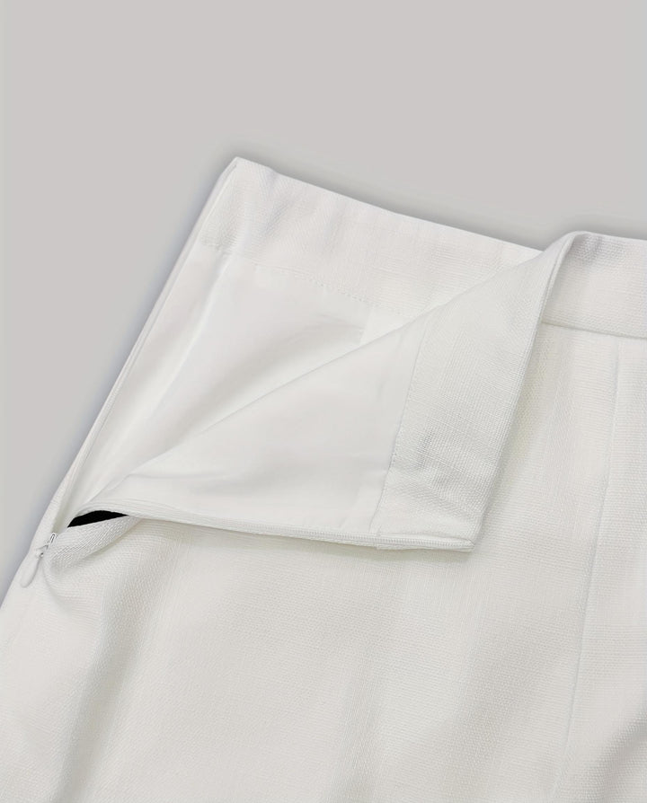 Off White Black Lapel Vest High Waist Shorts Set