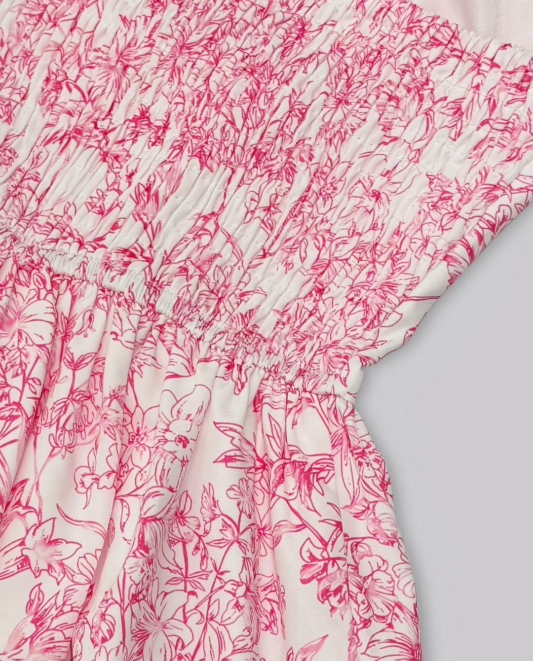 Pink Floral Print Corset Bow Straps Mini Dress