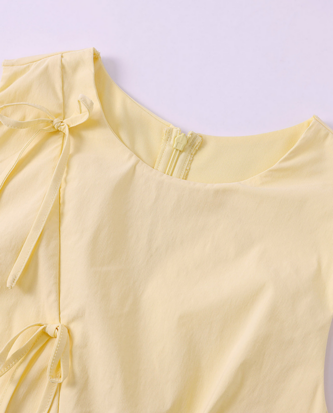 Yellow Sleeveless Multi Bow Tie Cutout Side Split Mini Dress
