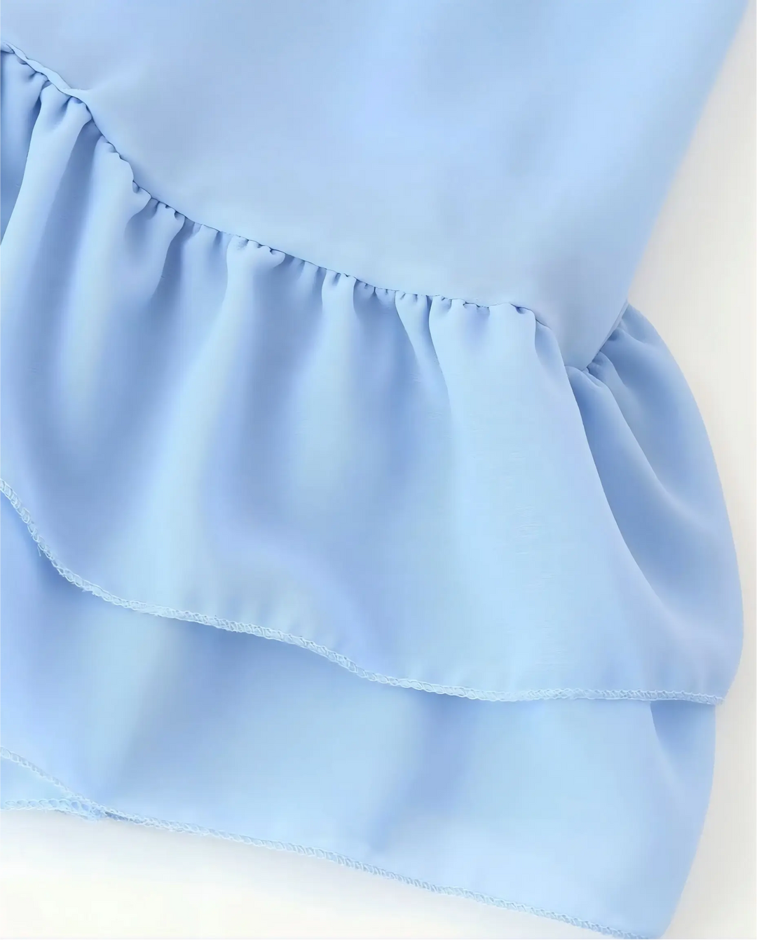 Light Blue High Neck Tiered Ruffle Mini Dress