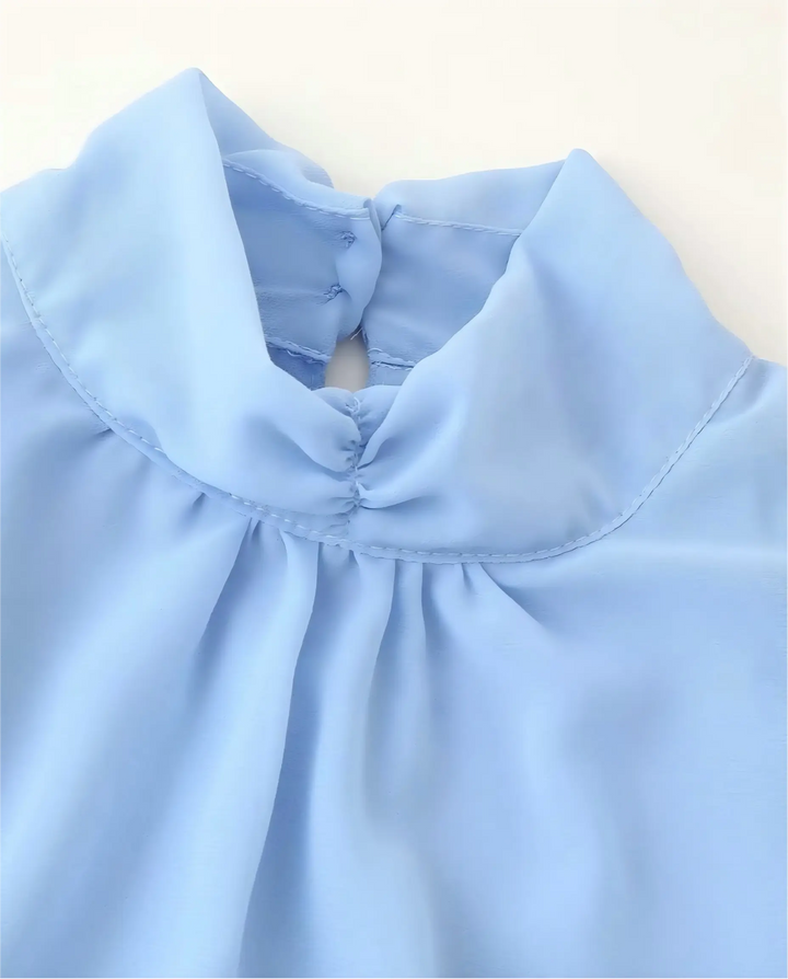 Light Blue High Neck Tiered Ruffle Mini Dress