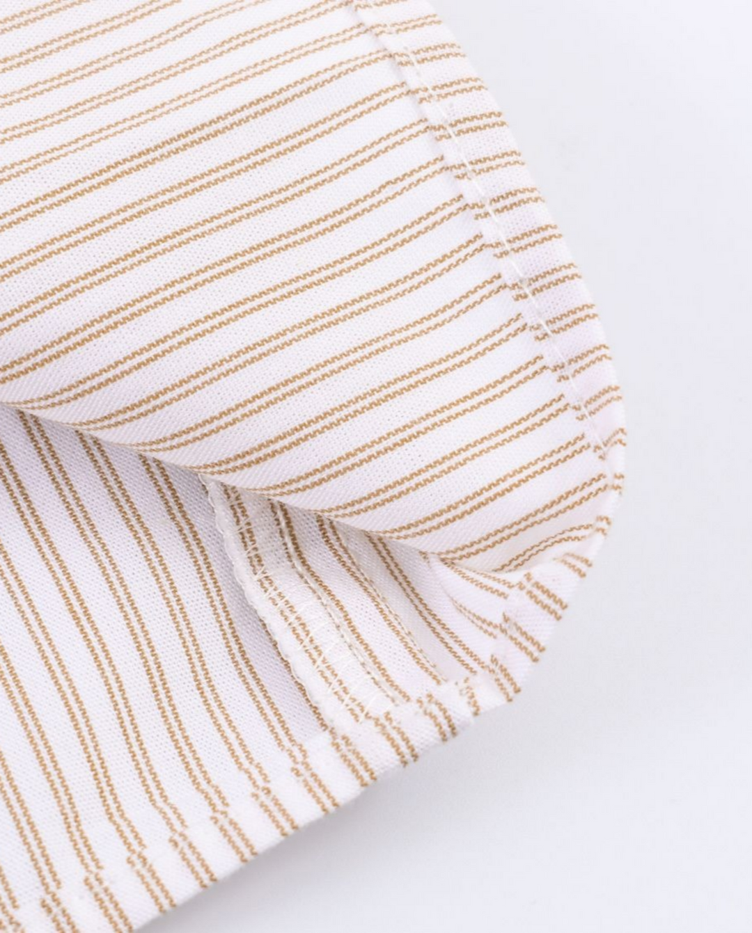 Beige Stripe Double Tie Neck Puff 3/4 Sleeve Blouse
