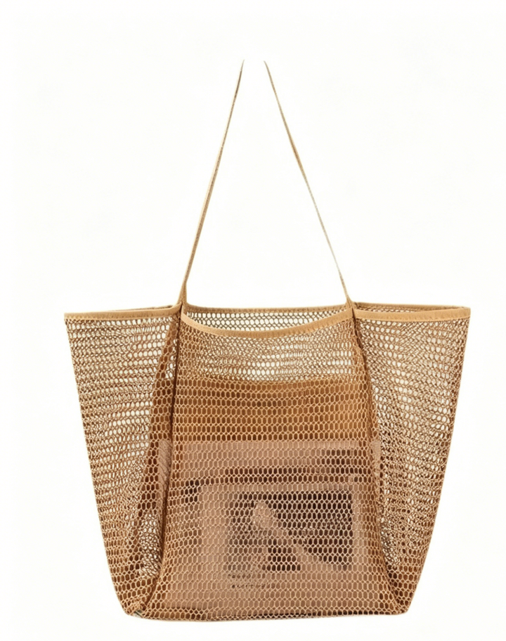 SOLACE  Boho Large Capacity Mesh Beach Tote Bag 