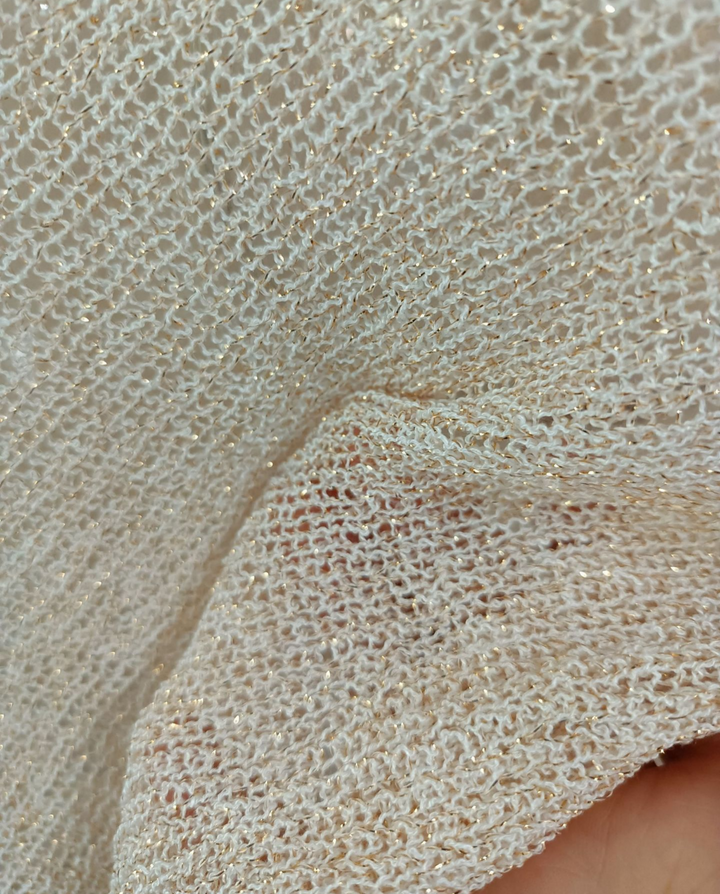 Beige Boat Neck Sheer Knit Cropped Poncho Cover Up