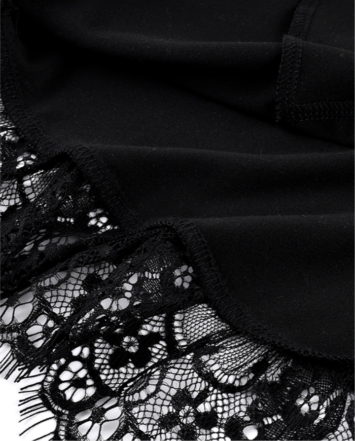 Black Lace Trim Front Button Satin Spaghetti Strap Corset Crop Top