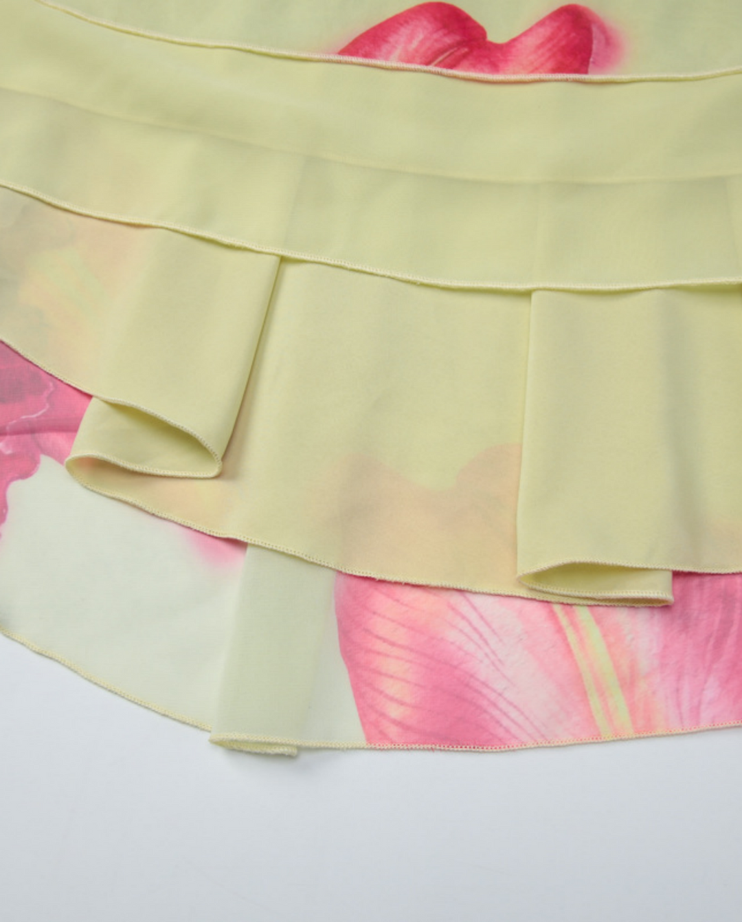 Yellow Floral Print Halter Layered Mini Dress