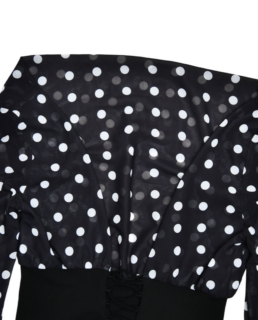 Polka Dot Off Shoulder Flare Sleeve Lace Up Back Crop Top