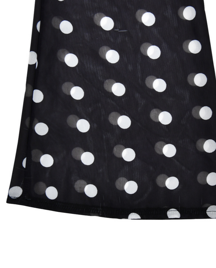 Polka Dot Off Shoulder Flare Sleeve Lace Up Back Crop Top