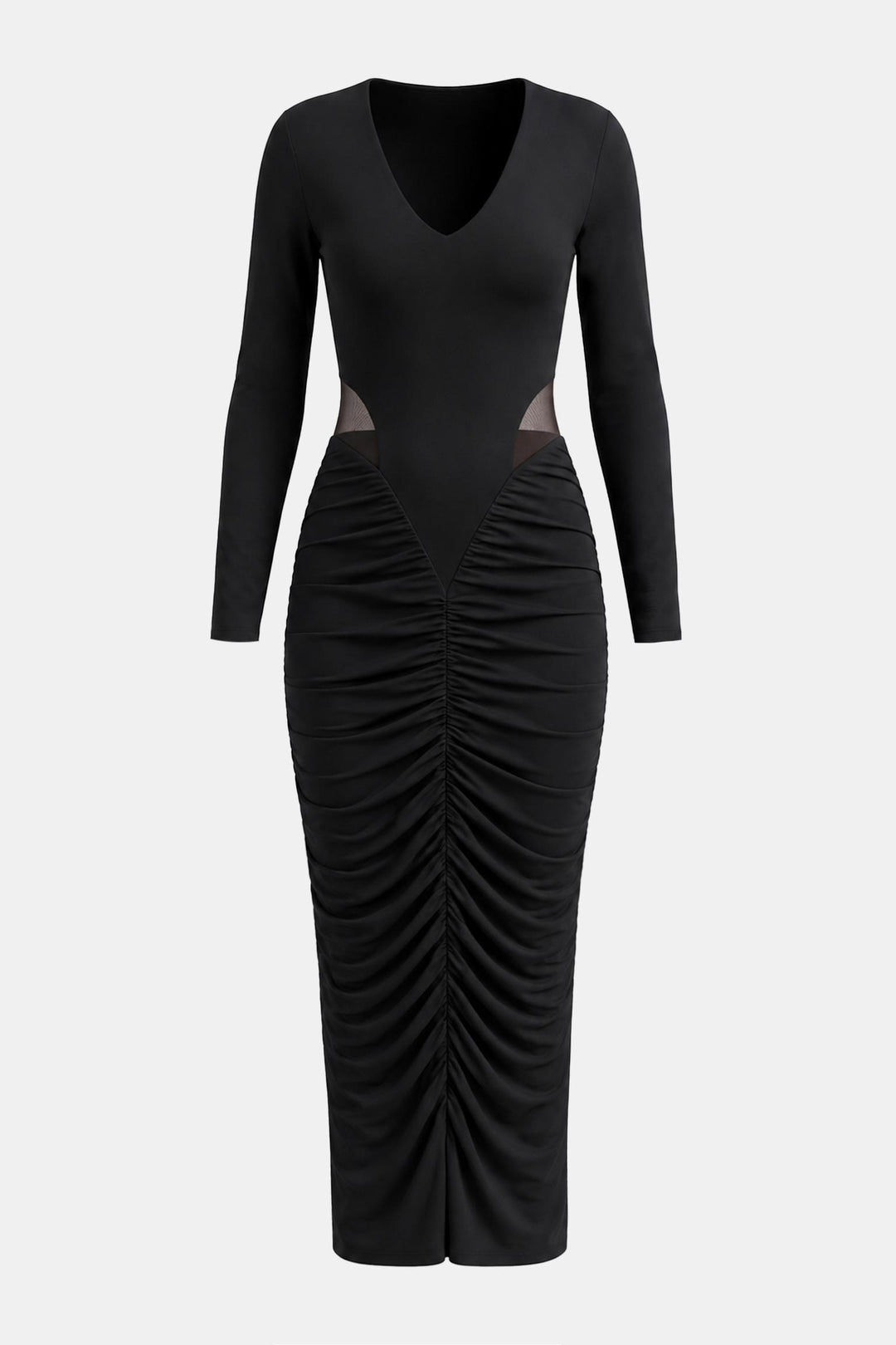 Mesh Long Sleeve Maxi Dress