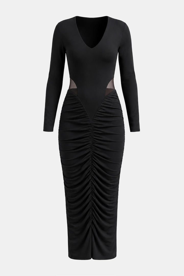 Mesh Long Sleeve Maxi Dress