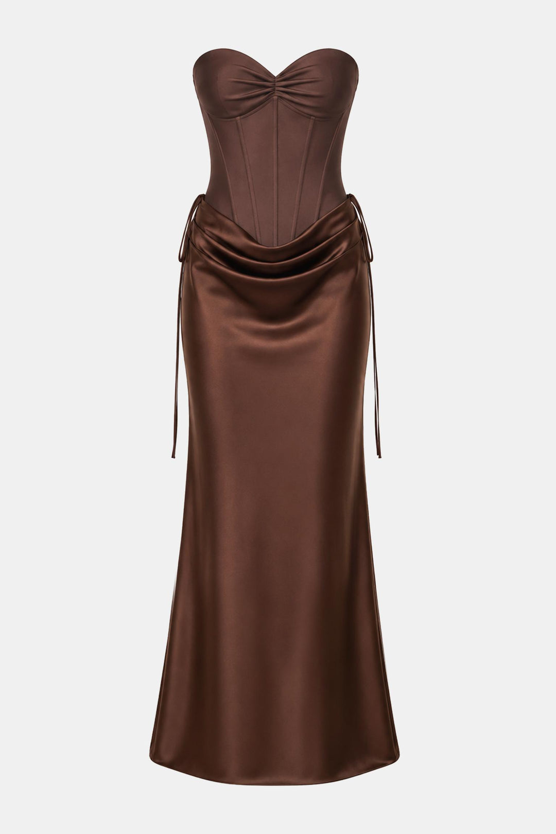Strapless Satin Corset Maxi Dress
