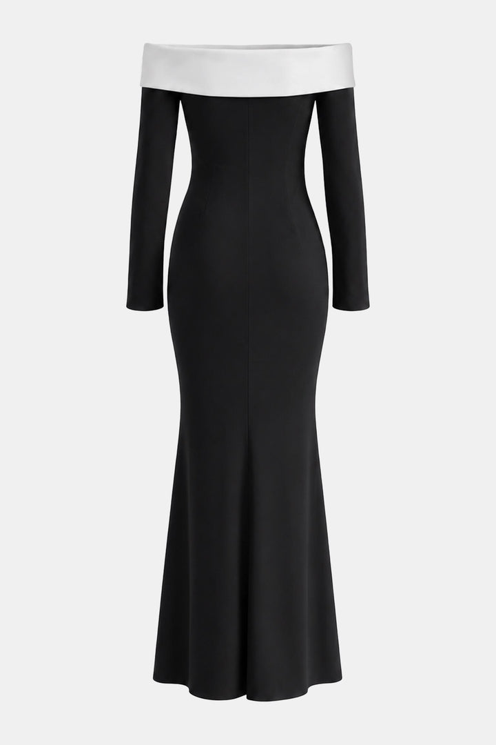 Off Shoulder Colorblock Maxi Dress