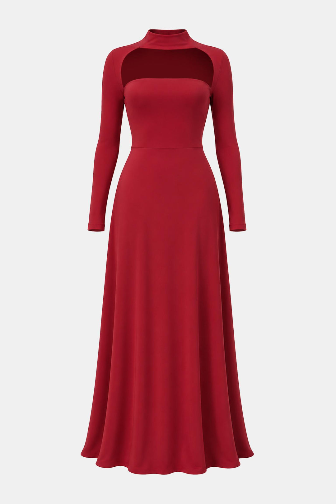 Cutout Neck Long Sleeve Maxi Dress