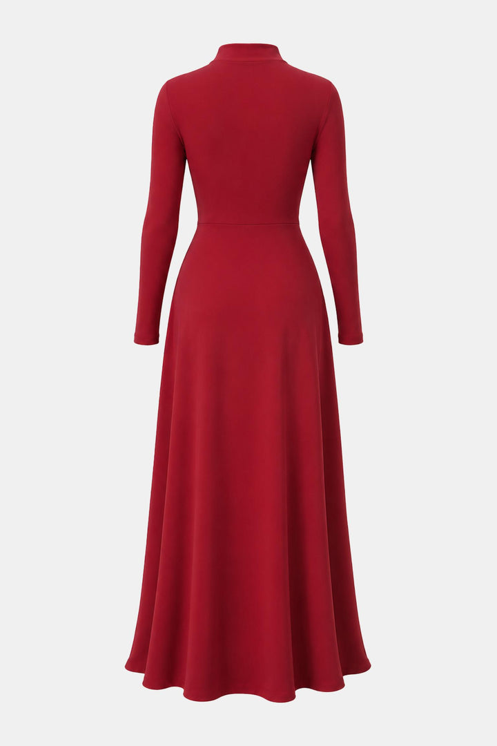 Cutout Neck Long Sleeve Maxi Dress