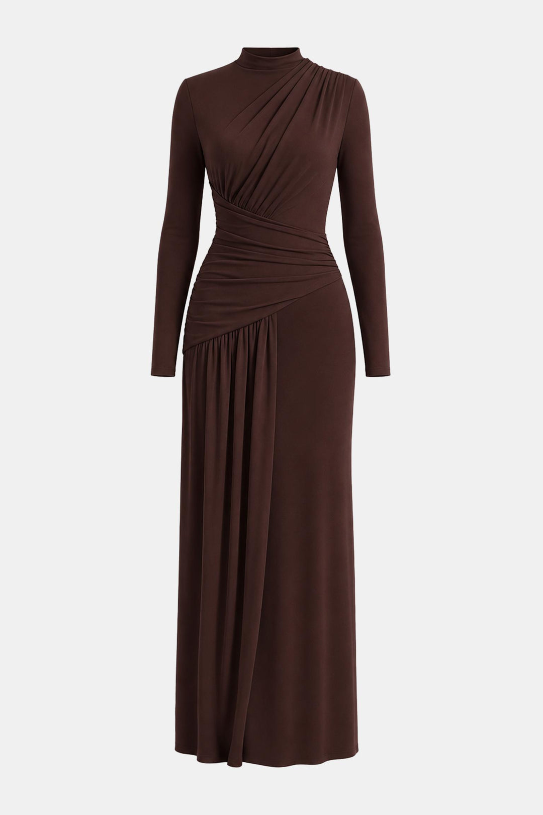 Ruched Long-Sleeve Maxi Dress