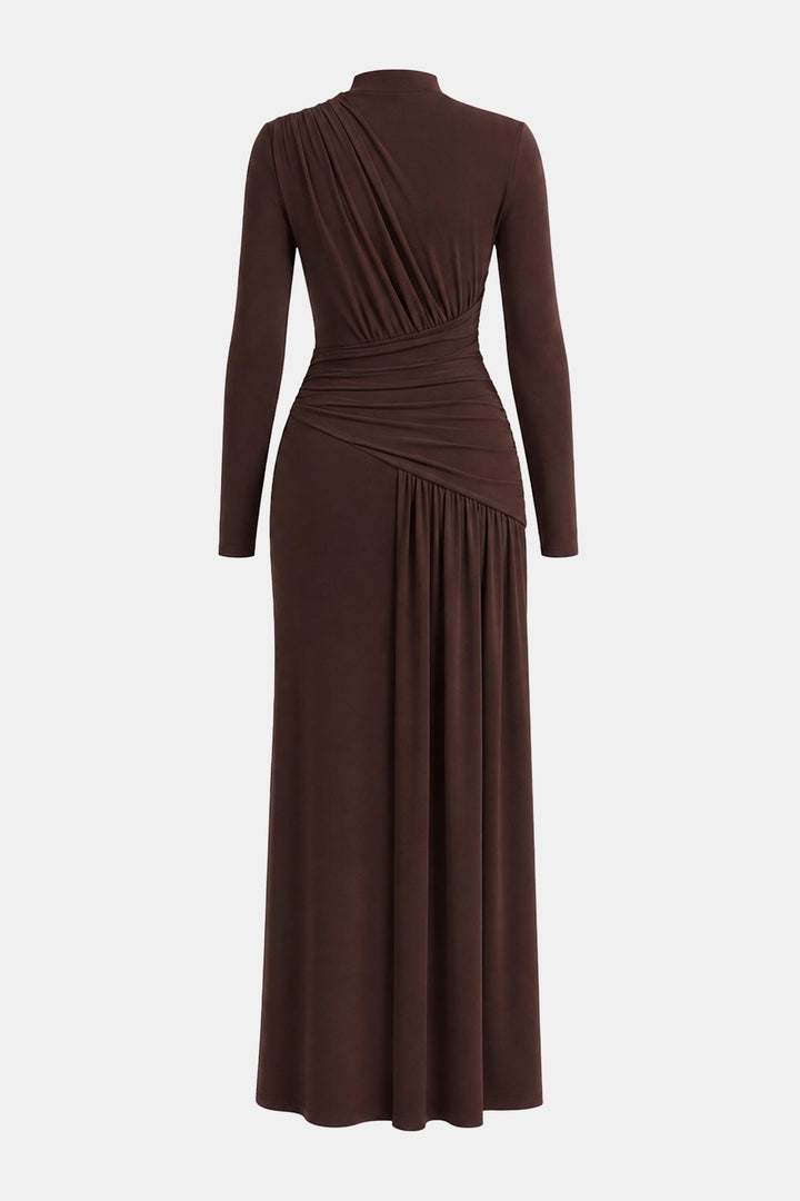 Ruched Long-Sleeve Maxi Dress