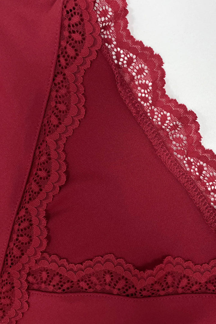 Lace Wrap V-Neck Flare Sleeve Crop Top