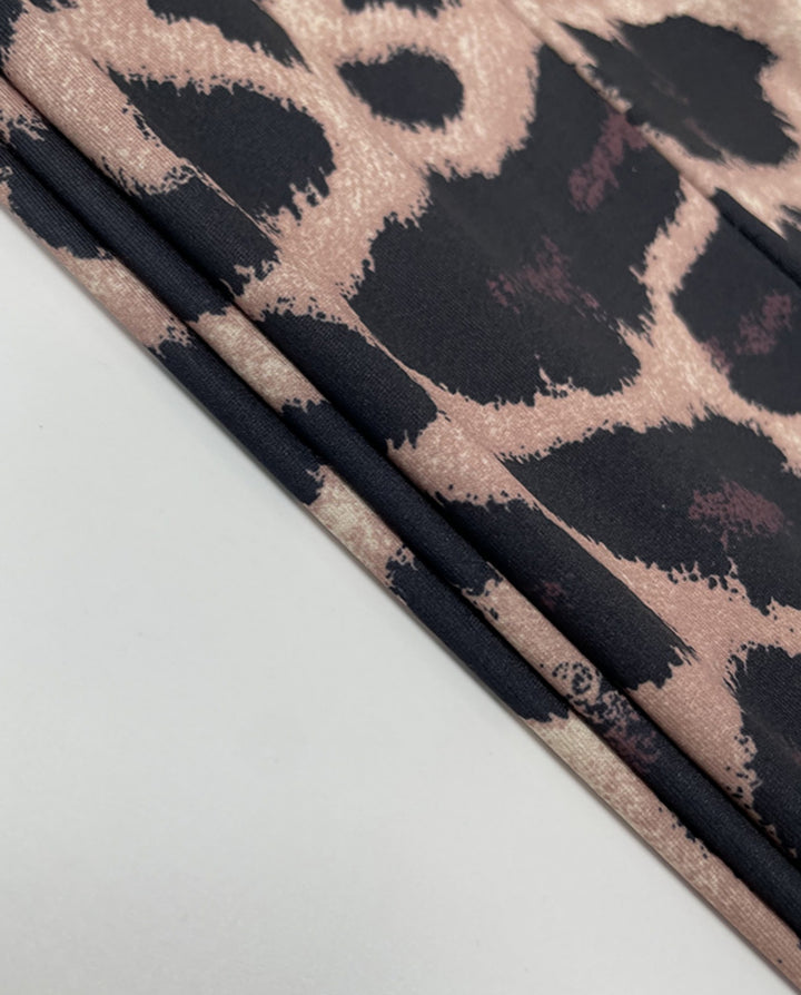 Leopard Print Ruched Waist Split Hem Maxi Dress