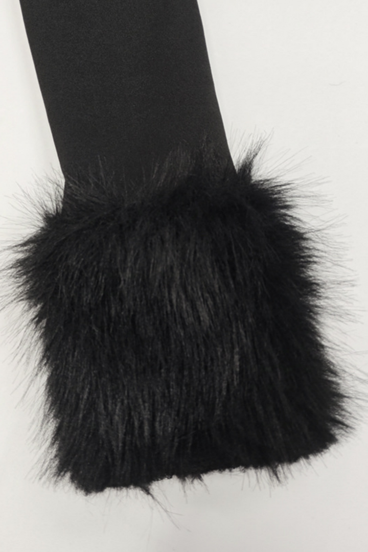 Faux Fur Off-Shoulder Mini Dress