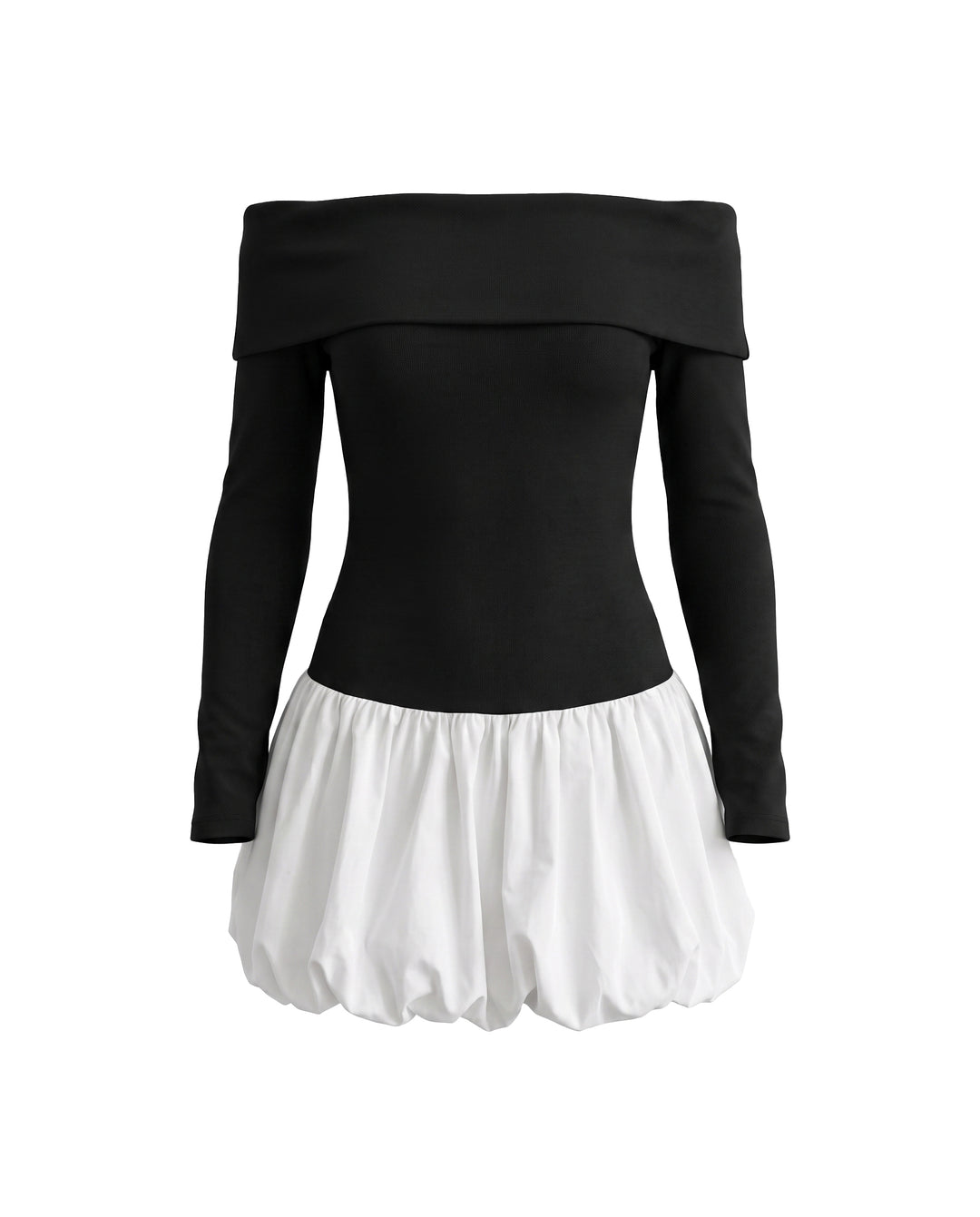 Off Shoulder Long Sleeve Bubble Mini Dress