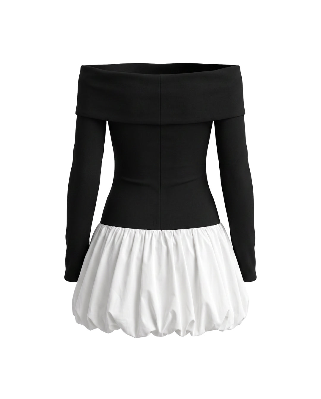 Off Shoulder Long Sleeve Bubble Mini Dress
