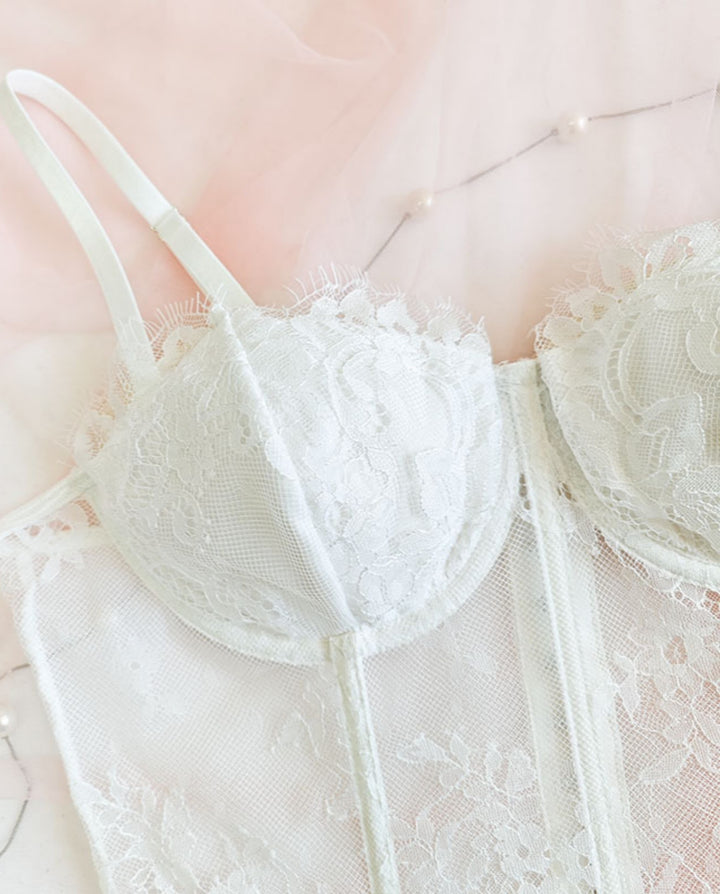 Lace Sheer Cami Bustier Corset Cropped Top