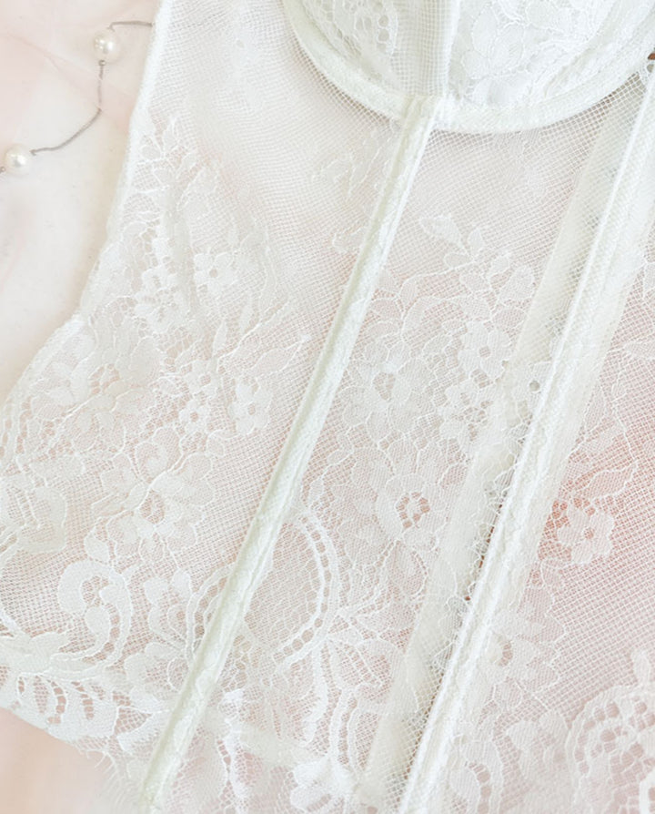 Lace Sheer Cami Bustier Corset Cropped Top