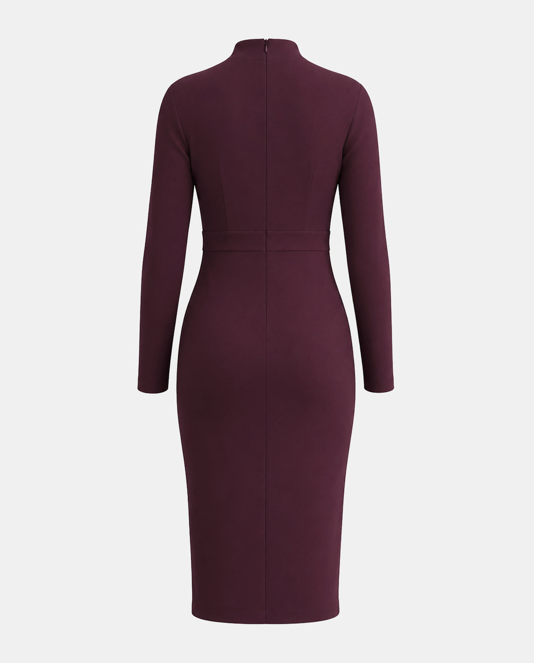 SOLACEElegant Bow Metal Buckle Long Sleeve Split Midi Dress