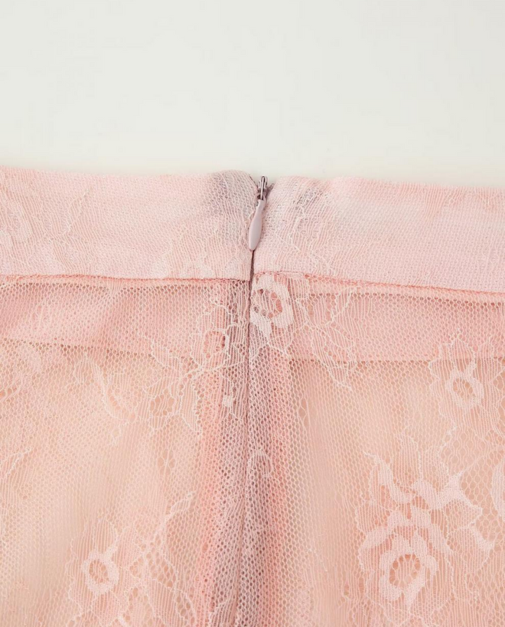 Sheer Floral Lace Straight Maxi Skirt