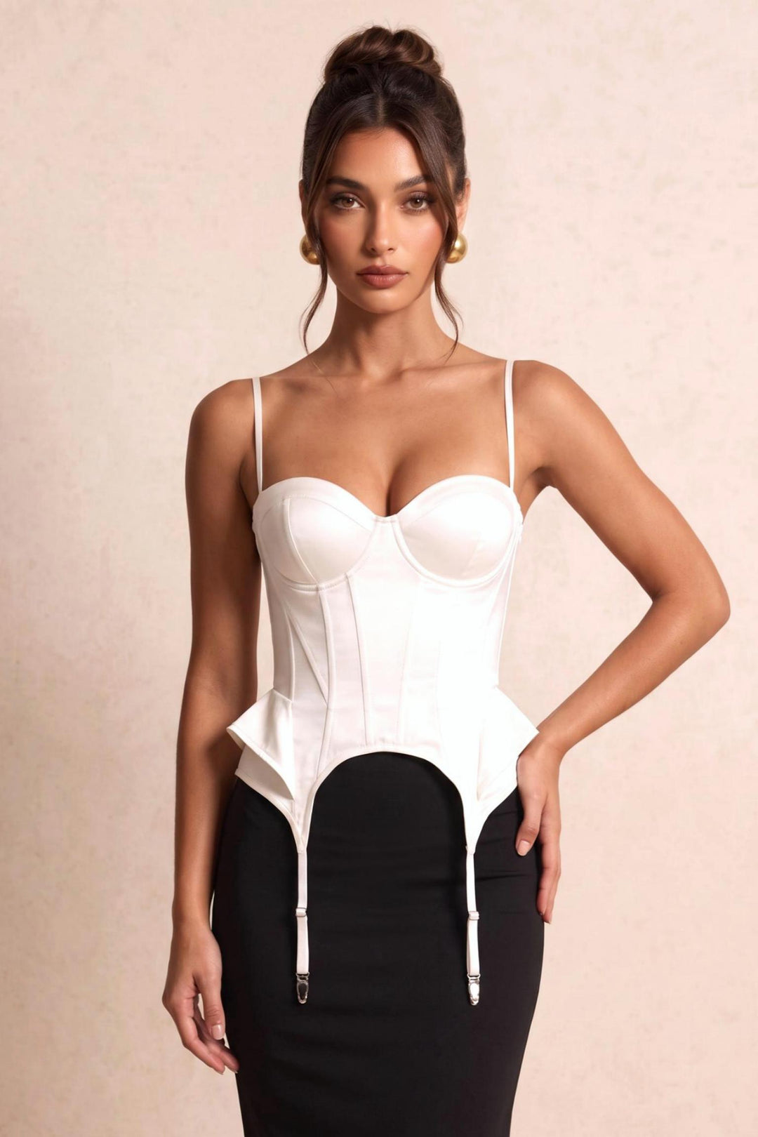 Satin Boned Lace Up Back Corset Top