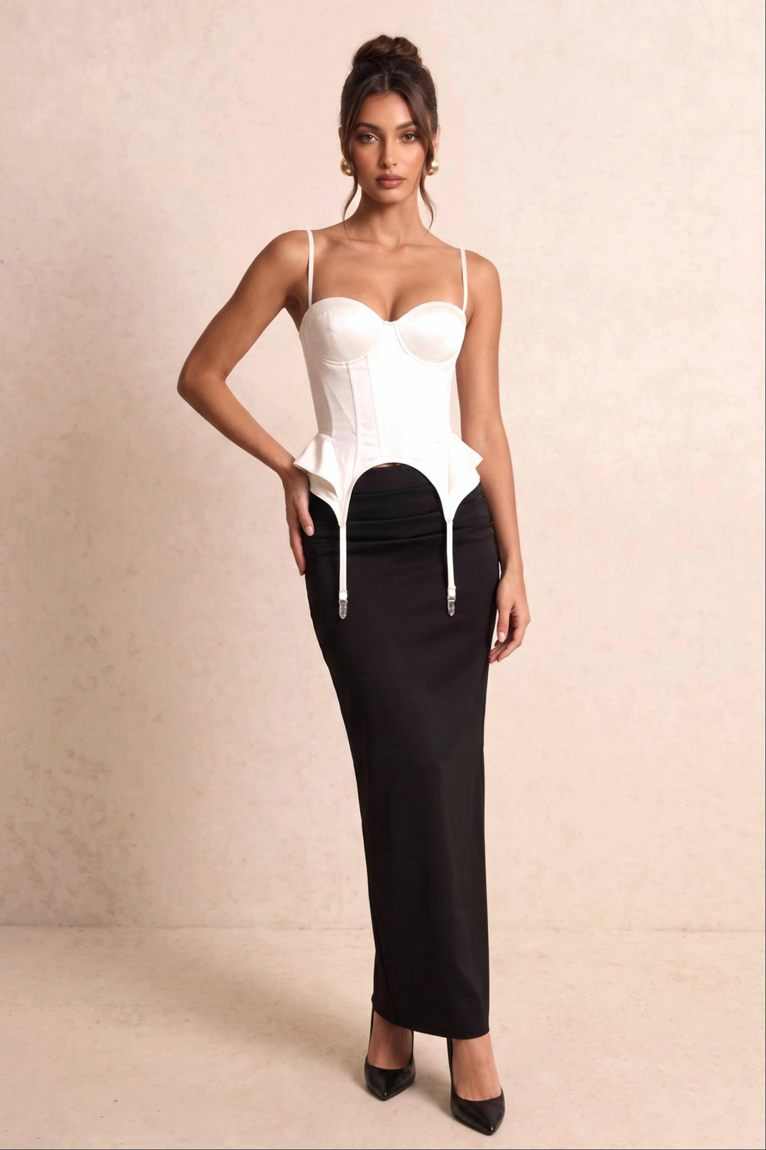 Satin Boned Lace Up Back Corset Top