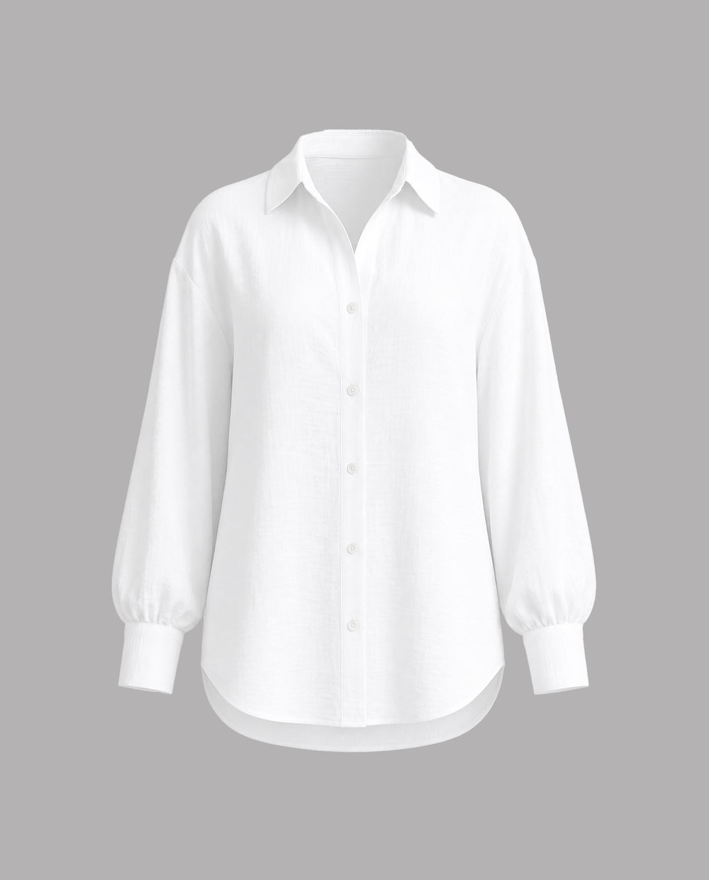 SOLACEButton Down Puff Long Sleeve Textured Blouse