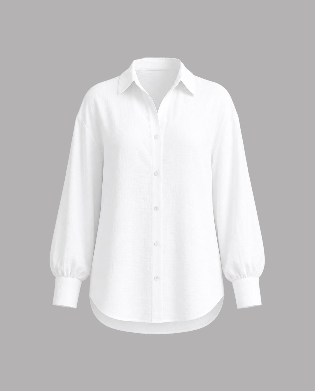 SOLACEButton Down Puff Long Sleeve Textured Blouse