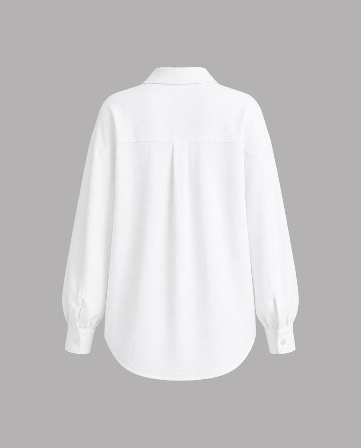 SOLACEButton Down Puff Long Sleeve Textured Blouse