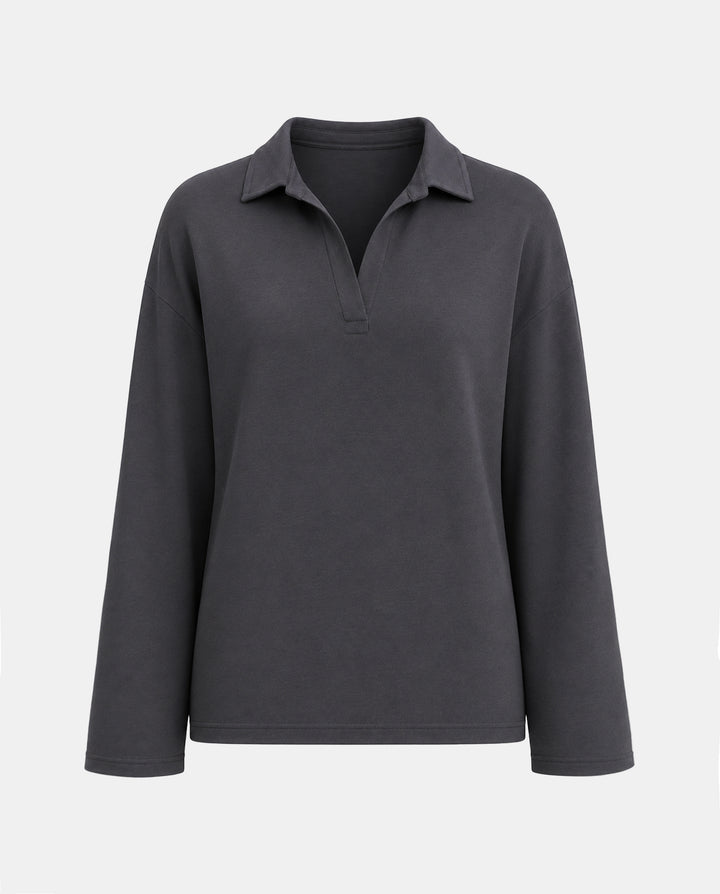 Oversized Long Sleeve Polo Shirt