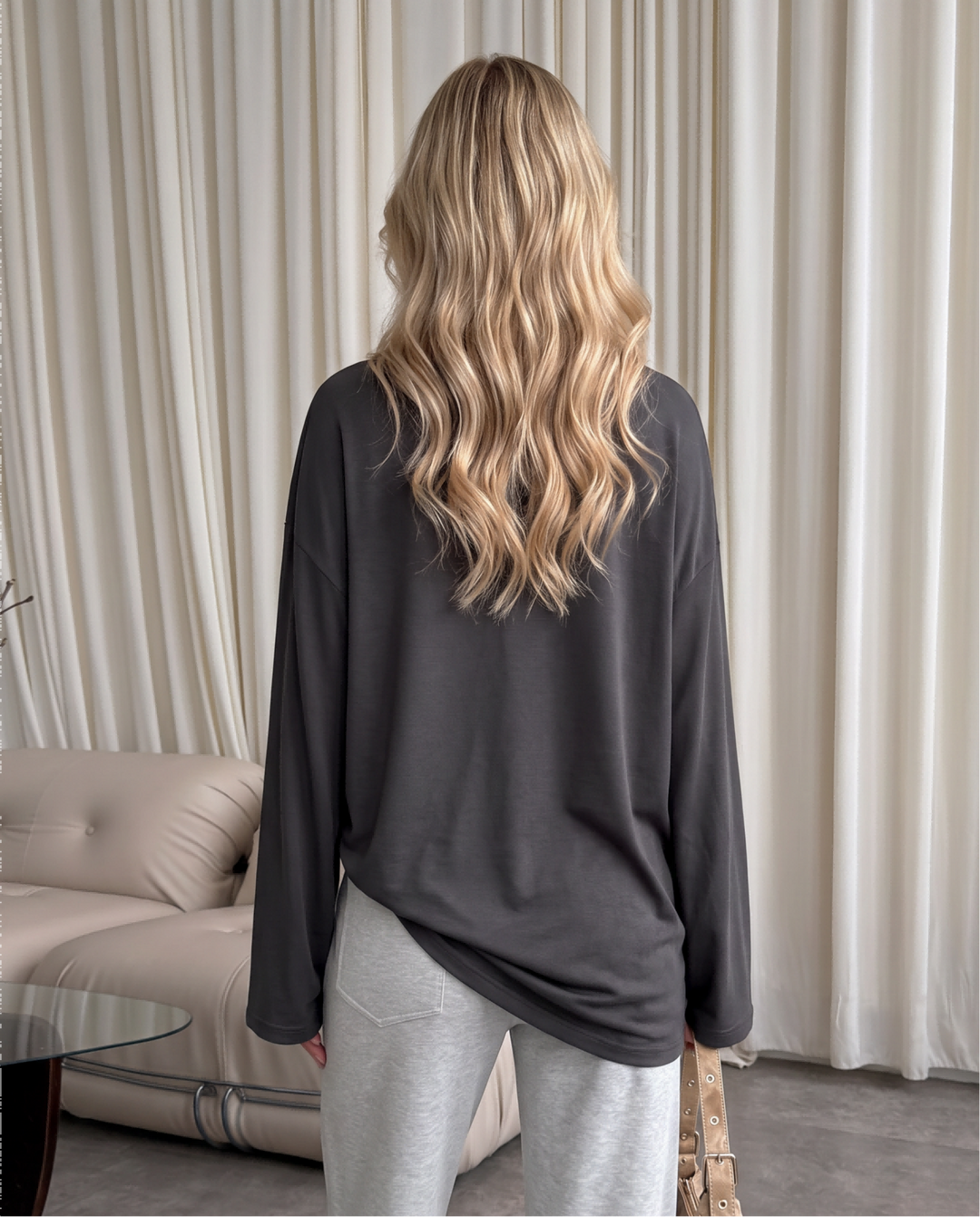 Oversized Long Sleeve Polo Shirt